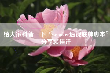 给大家科普一下“wepoker透视底牌脚本	”分享装挂详