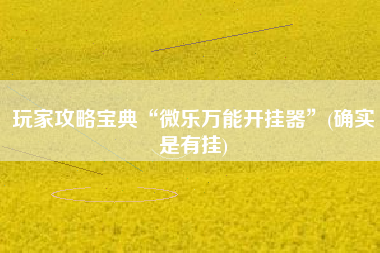 玩家攻略宝典“微乐万能开挂器”(确实是有挂)