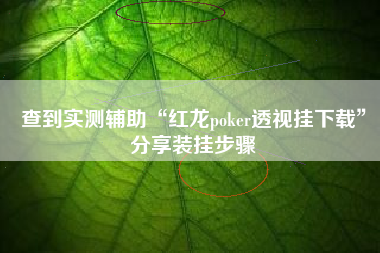 查到实测辅助“红龙poker透视挂下载”分享装挂步骤